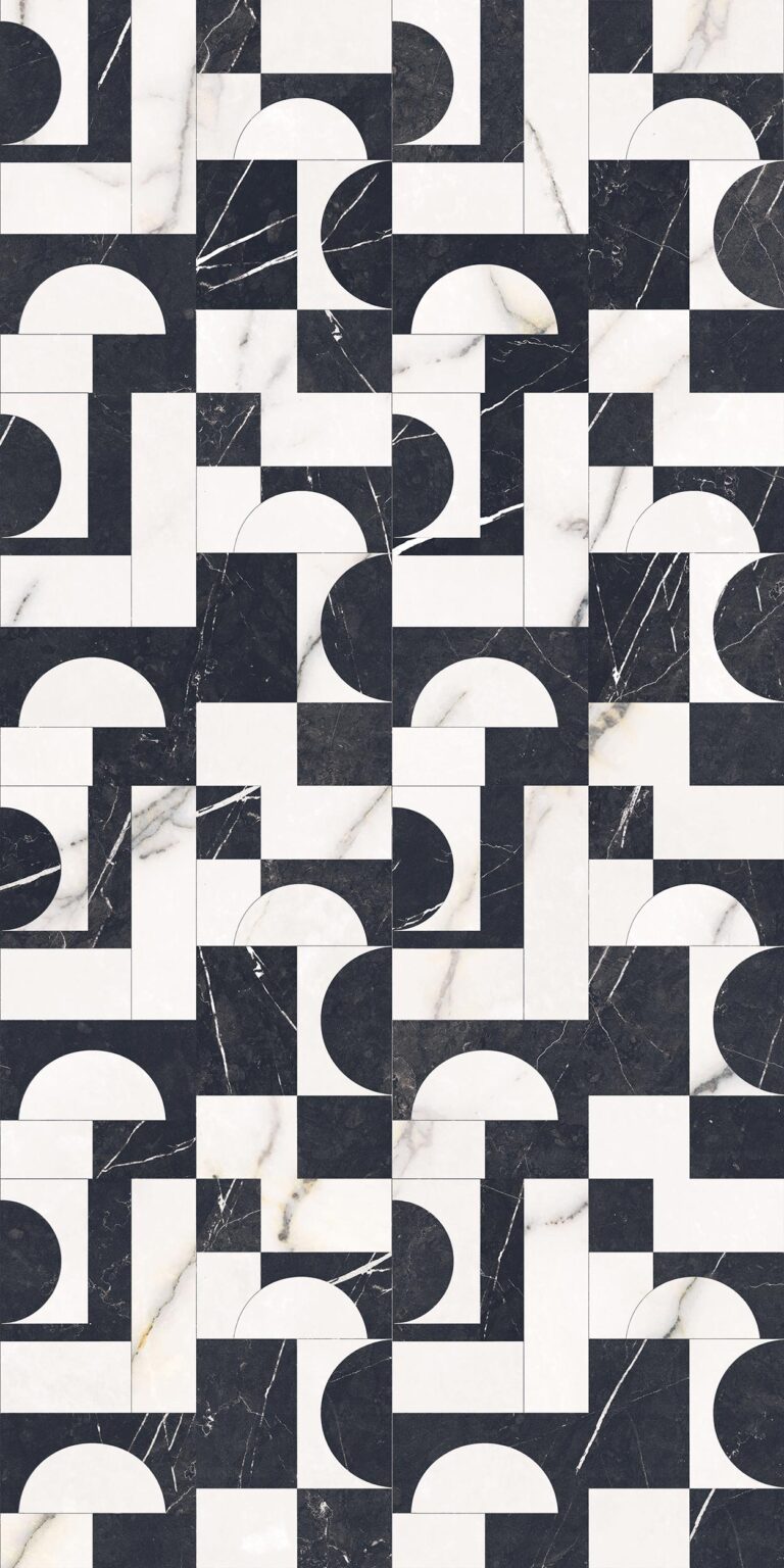 60x120 Cavella Siyah Dekor Rektifiyeli