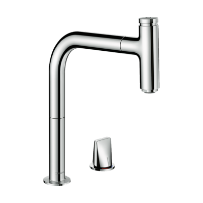 HansGrohe Metris Select M71 2 - Delikli Tek Kollu Eviye Bataryası 200, Çekilebilir Gaga, 1Jet, Sbox - 73804000