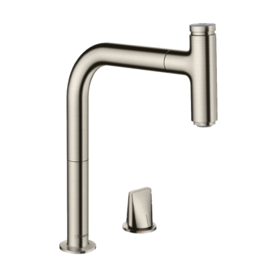 HansGrohe Metris Select M71 2 - Delikli Tek Kollu Eviye Bataryası 200, Çekilebilir Gaga, 1Jet, Sbox - 73804800
